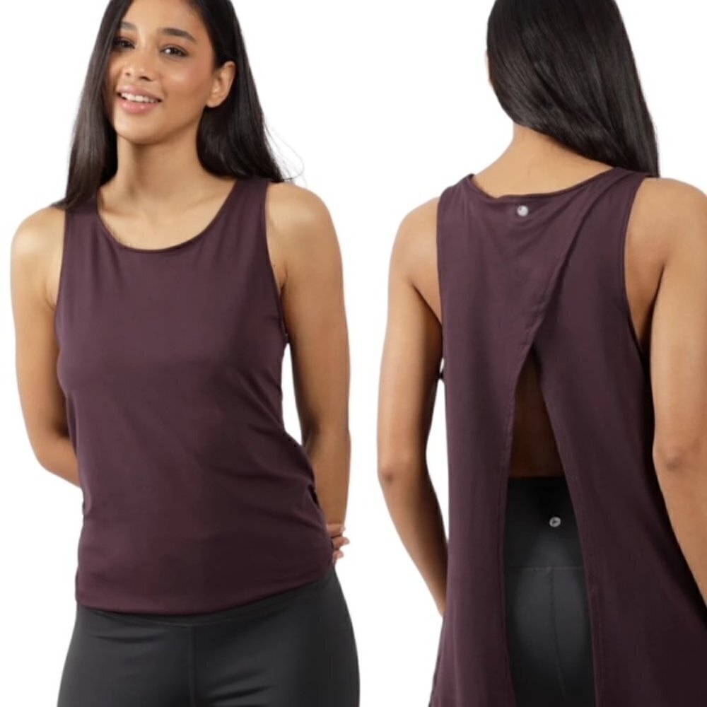 YOGALICIOUS Athletic Purple Overlapped Back Sleeveless Tank Top, Small - NWOT